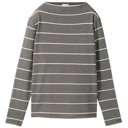 TOM TAILOR Damen Gestreifter Pullover, schwarz, Gestreift, Gr. XXL