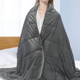 Woltu Gewichtsdecke für Erwachsene, aus Mikrofaser, Cashmere Feeling, Beschwerte Decke Grau 150x200cm, 7kg - Grau