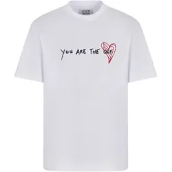EA7 Unisex. 7X000032_AF13243 Ti amo weißes Kurzarm-T-Shirt (XXS), Lässig, Baumwolle