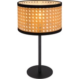GLOBO Tischleuchte Tischlampe rund Bambus-Optik, Wohnzimmerleuchte Schreibtischlampe Nachttischleuchte Metall rund, E14 Fassung, H 40 cm