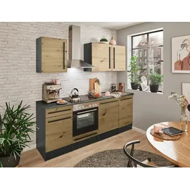 BASIC by Balculina Küchenzeile Jazz 220 cm anthrazit/artisan eiche/metallic braun