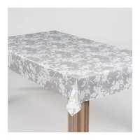 Laro Wachstuch-Tischdecke Wachstischdecke Gartentischdecke Blumen Ornament Grau, Muster:Blumen Ornament