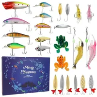 LuxusKollektion befüllbarer Adventskalender Adventskalender 2025 24 Köder mit Blinkern und Haken für Männer bunt