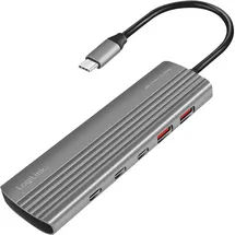 Logilink UA0415 - USB 3.2 Gen2 Hub, 2x USB-A, 8x USB-C, PD (Power Delivery), 100 W, Space Grau