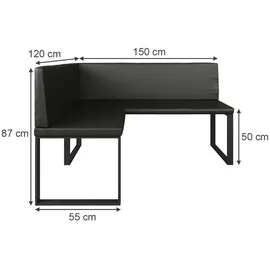 Vicco Eckbank, Schwarz, 120 x 150 cm, Esszimmer, Bänke, Sitzbänke
