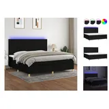 vidaXL Boxspringbett mit Matratze & LED Schwarz 200x200 cm Stoff