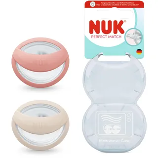 NUK Perfect Match Baby Schnuller | 0-6 Monate | Stillfreundlich, Orthodontische Schnuller | 95% Akzeptanz bei Babys** | Beige/Rot | 2 Stück