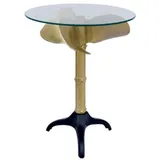 Casa Padrino Designer Propeller Beistelltisch Gold / Schwarz Ø 57 x H. 73 cm - Runder Schiffspropeller Tisch mit Glasplatte - Wohnzimmer Möbel