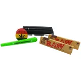 Futurola Drehmaschine King Size Rolling Machine Grinder RAW Papers raupir Geschenk Set Farbe wählbar, Farbe: Schwarz