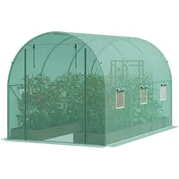 Gewächshaus Tunnel Treibhaus Frühbeet Tomatenhaus 345x195x192 cm - Grüner verzinkter Rahmen - PE-Abdeckung - Begehbares Design - Belüftungsoption