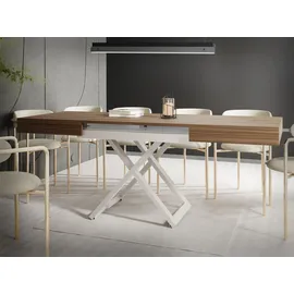WFL GROUP Cavetta U Braun Walnuss 120-200 x 80 x 27-76 cm