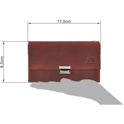Greenburry Kellnerbörse Leder antik rot Vintage Bedienungsbörse Taxibörse Kellnergeldbörse