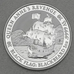 Silbermünze 1oz Anne's Revenge - Blackbeard 2019 Black Flag Serie (Tuvalu)