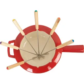 Mahlzeit 13-teiliges Gusseisen Fondue Set für 6 Personen, 2 L, emailliert, mit Brenner und Gabeln - Weiß