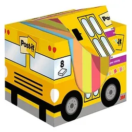 Post-it Post-it® Super Sticky Schulbus Haftnotizen extrastark farbsortiert, 8 Blöcke