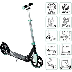 muuwmi Aluminium Scooter 205 mm türkis EINHEITSGRÖSSE