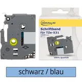 G&G Schriftband für Brother TZe-531 Bandfarbe: Blau Schriftfarbe: Schwarz 12 mm 8 m