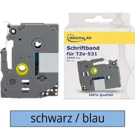 G&G Schriftband für Brother TZe-531 Bandfarbe: Blau Schriftfarbe: Schwarz 12 mm 8 m