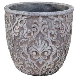K&L Wall Art Blumentopf Shabby Chic Beton Blumentopf Vintage Übertopf Gartendeko Balkon (1 St., Übertopf ohne Loch), mit floralen Ornamenten blau|grau 18 cm
