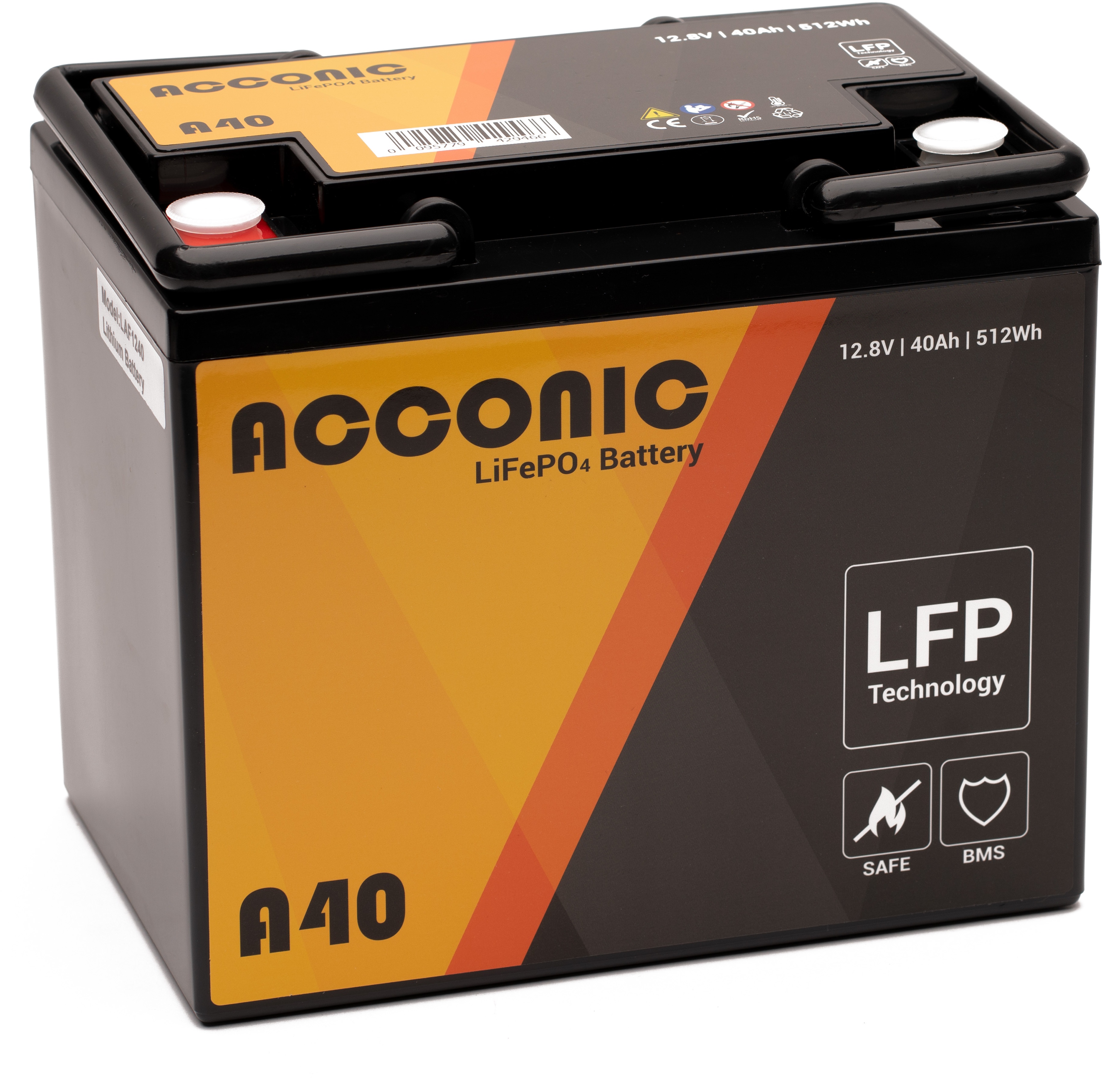 Acconic A40 LiFePO4 12V Lithium Versorgungsbatterie 40Ah