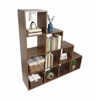 Relaxdays Bücherregal Stufenregal 129,5 x 129,5 x 29 cm Braun