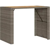 vidaXL Garten-Bartisch mit Holzplatte Grau 145x80x110 cm Polyrattan
