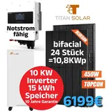 10kW Photovoltaikanlage mit Speicher, 10kW Wechselrichter, 15kWh Speicher, 10kWp