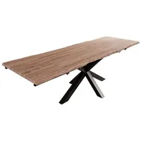 Sam möbel gmbh Baumkantentisch Akazie stonefarben 140(220)x90 cm Ansteckplatten