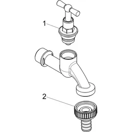 Magni Schlösser Auslaufventil Mit Schlauchverschraubung, Mit Knebel-oberteil, 1", Matt Chrom