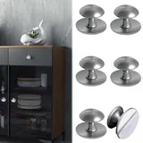WISIRENT 6 Stück Selbstklebende Schrankknöpfe, Silber Unsichtbare Schrankgriffe Zum Kleben Schrankgriffe Ohne Bohren, Griffe Küche Zum Kleben Möbelgriff Selbstklebend für Schubladen Spiegelschrank