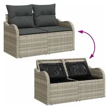 vidaXL Gartensofa-Set 6-tlg. hellgrau Polyrattan