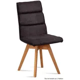 58 aufm Kessel Esszimmerstuhl Küchenstuhl drehbar (2er-Set) Doris 47x92x60 Eiche geölt/Anthrazit (Lieferung bis Verwendungsstelle, 2 St), Stabiles Gestell aus Massivholz pflegeleichter Bezug aus Microfaser braun