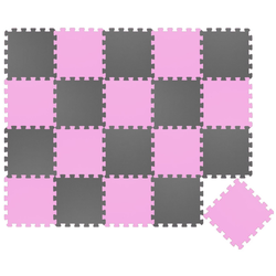 LittleTom Puzzlematte 20 Teile Baby Kinder Puzzlematte ab Null - 30x30cm, Puzzleteile, pink grau Kindermatte bunt
