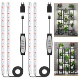 2 Stück * 2 Stäbchen Pflanzenlichtstreifen, Pflanzenleuchten für Zimmerpflanzen, Vollspektrum Sonnenlicht Wachstumslampe mit Auto On/Off 6/12/18H Timer, 5 dimmbare Stufen für Regale Pflanzenanbau