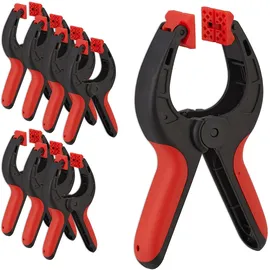 Relaxdays Einhandzwinge Kunststoff 7 cm rot/schwarz