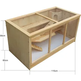 Wiltec Kleintierkäfig 3 Etagen 115 x 60 x 58 cm beige