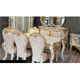 JVmoebel Esszimmerstuhl Set Esszimmer Stuhl Gruppe Stühle Holz Luxus Esszimmer Ess Barock (6 St) beige