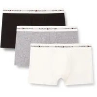 Tommy Hilfiger Herren 3er Pack Boxershorts Trunks mit Logomuster-Bund, Mehrfarbig (Grey Heather/Black/White), L