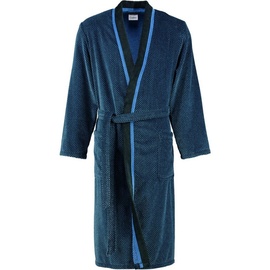 CAWÖ 4839 Herren Velours-Kimono mit Schalkragen - blau-schwarz - 56 L
