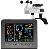 Digitale Wetterstation, Drahtlose Wetterstation, Wettervorhersage, Temperatur, Luftdruck, Luftfeuchtigkeit, Wind, Regenmesser, Alarm, Anzeige Mehrerer Daten (wlan-wetterstation)