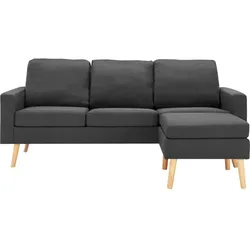 vidaXL 3-Sitzer-Sofa mit Hocker Dunkelgrau Stoff