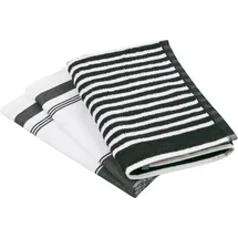 Ross Geschirrtuch Exclusiv, (Set, 3-tlg), 1x Küchen-Frottiertuch (Streifen) und 2 Geschirrtücher (Gartenkräuter) schwarz