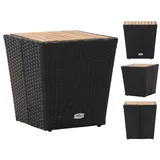 vidaXL Beistelltisch Schwarz 41,5×41,5×43 cm Poly Rattan & Massivholz