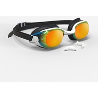 Schwimmbrille verspiegelte Gläser Einheitsgröße - BFit schwarz/orange, EINHEITSFARBE, EINHEITSGRÖSSE