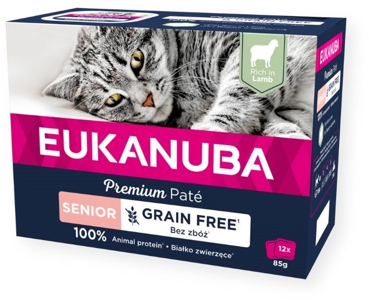 EUKANUBA Grain Free Senior Senior Katzenpastete Lamm 12 x 85 g