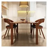 furnicato Esszimmerstuhl 52x48x75,5 cm mit Leder-Mischgewebe und (2 St), Ergonomische Sitzgruppe mit weichem Bezug und Belastbarkeit bis 110kg braun|schwarz