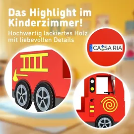 CASARIA Kinderbett Feuerwehrbett 90 x 200 cm MDF lackiert rot