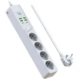 Steckdosenleiste, 4 Fach Steckdosenleiste Überspannungsschutz, Verteilersteckdose mit Schalter, Mehrfachsteckdose mit 4 USB-A und 2 USB-C, 1.8M Steckerleiste, für Küchen und Büro, Weiß
