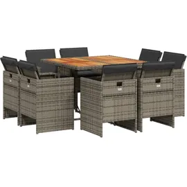 vidaXL Garten-Essgruppe 9-tlg. Grau