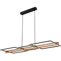Briloner - LED Pendelleuchte mit Dimmfunktion, warmweißes Licht, Holzrahmen, Hängeleuchte, Hängelampe Esstisch, Esszimmerlampe hängend, Wohnzimmerlampe, 108x35x150 cm (LxBxH), Schwarz-Holz
